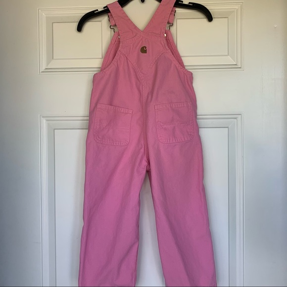 •Carhartt• Girls Pink Canvas Bib Overalls -Size 3T - Picture 5 of 8